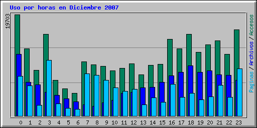 Uso por horas en Diciembre 2007