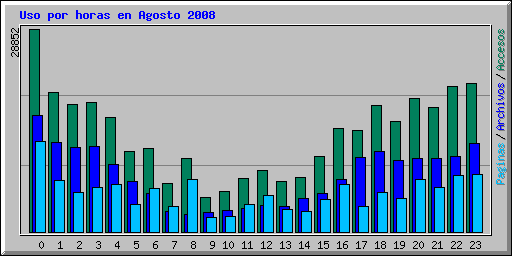 Uso por horas en Agosto 2008